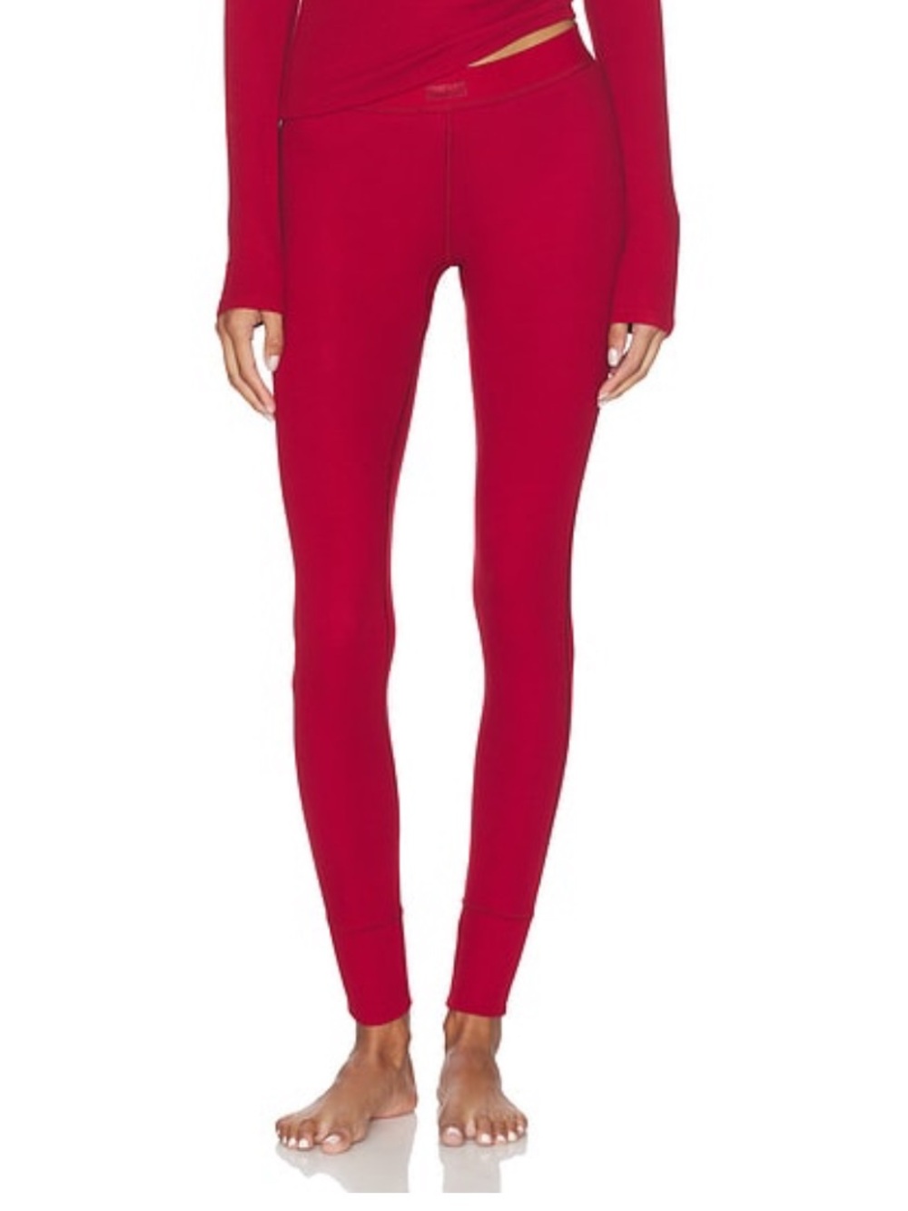 SKIMS Red Ribbed Lounge Leggings